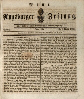 Neue Augsburger Zeitung Montag 14. Februar 1831