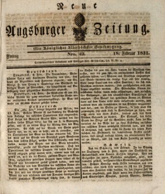 Neue Augsburger Zeitung Freitag 18. Februar 1831