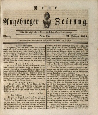 Neue Augsburger Zeitung Montag 21. Februar 1831