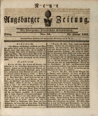 Neue Augsburger Zeitung Freitag 25. Februar 1831