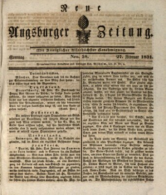 Neue Augsburger Zeitung Sonntag 27. Februar 1831