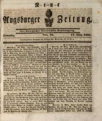 Neue Augsburger Zeitung Donnerstag 17. März 1831