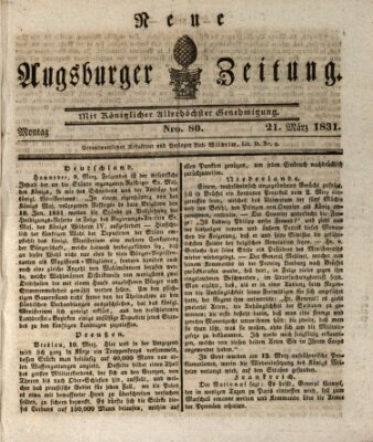 Neue Augsburger Zeitung Montag 21. März 1831