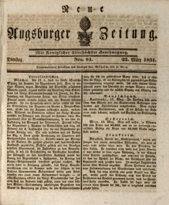 Neue Augsburger Zeitung Dienstag 22. März 1831