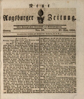 Neue Augsburger Zeitung Sonntag 27. März 1831