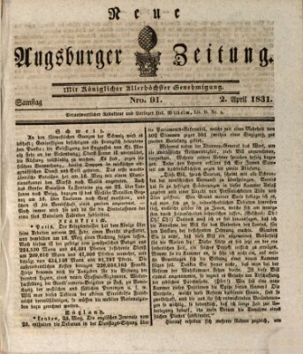 Neue Augsburger Zeitung Samstag 2. April 1831