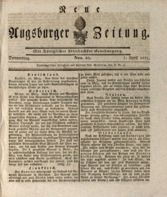 Neue Augsburger Zeitung Donnerstag 7. April 1831