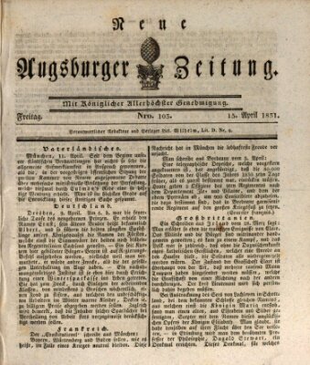 Neue Augsburger Zeitung Freitag 15. April 1831