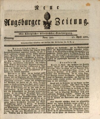 Neue Augsburger Zeitung Sonntag 17. April 1831