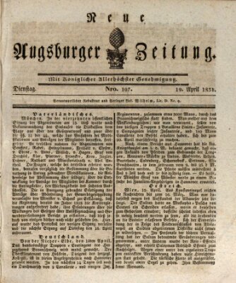 Neue Augsburger Zeitung Dienstag 19. April 1831