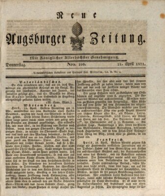 Neue Augsburger Zeitung Donnerstag 21. April 1831