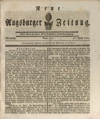 Neue Augsburger Zeitung Mittwoch 27. April 1831