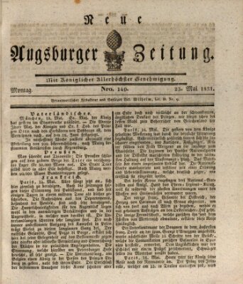 Neue Augsburger Zeitung Mittwoch 25. Mai 1831