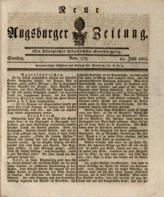 Neue Augsburger Zeitung Samstag 25. Juni 1831