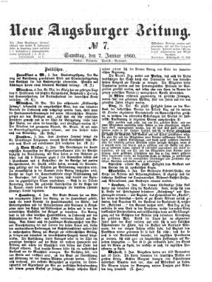 Neue Augsburger Zeitung Samstag 7. Januar 1860