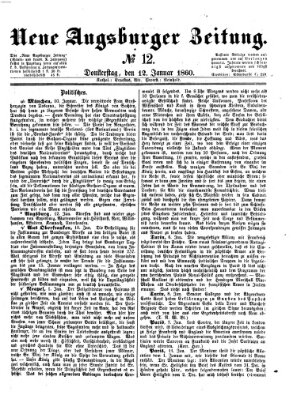 Neue Augsburger Zeitung Donnerstag 12. Januar 1860