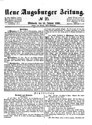 Neue Augsburger Zeitung Mittwoch 25. Januar 1860