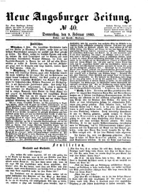 Neue Augsburger Zeitung Donnerstag 9. Februar 1860