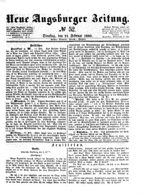 Neue Augsburger Zeitung Dienstag 21. Februar 1860