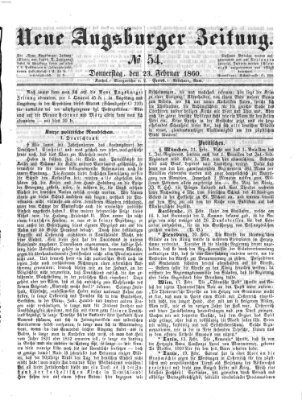 Neue Augsburger Zeitung Donnerstag 23. Februar 1860