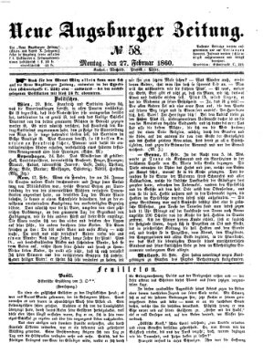 Neue Augsburger Zeitung Montag 27. Februar 1860