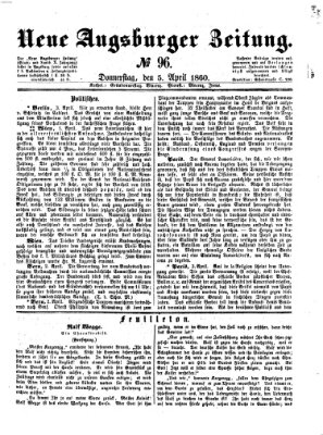 Neue Augsburger Zeitung Donnerstag 5. April 1860