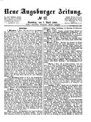 Neue Augsburger Zeitung Samstag 7. April 1860