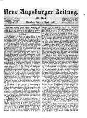 Neue Augsburger Zeitung Samstag 14. April 1860