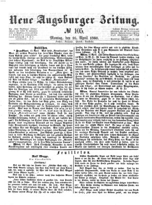 Neue Augsburger Zeitung Montag 16. April 1860