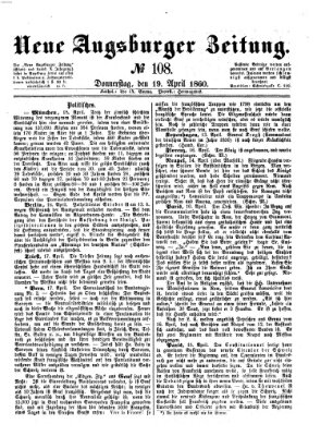 Neue Augsburger Zeitung Donnerstag 19. April 1860