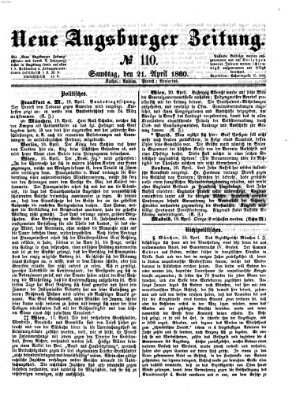 Neue Augsburger Zeitung Samstag 21. April 1860