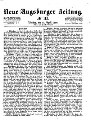 Neue Augsburger Zeitung Dienstag 24. April 1860