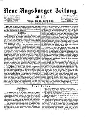 Neue Augsburger Zeitung Freitag 27. April 1860