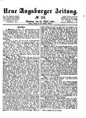 Neue Augsburger Zeitung Sonntag 29. April 1860