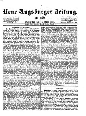 Neue Augsburger Zeitung Donnerstag 14. Juni 1860