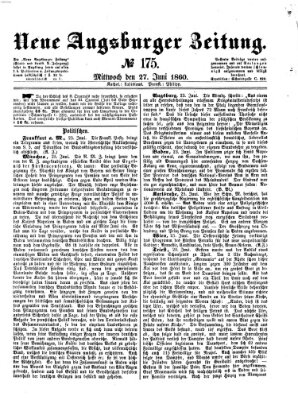 Neue Augsburger Zeitung Mittwoch 27. Juni 1860