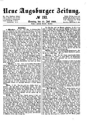 Neue Augsburger Zeitung Sonntag 15. Juli 1860