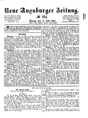 Neue Augsburger Zeitung Montag 16. Juli 1860