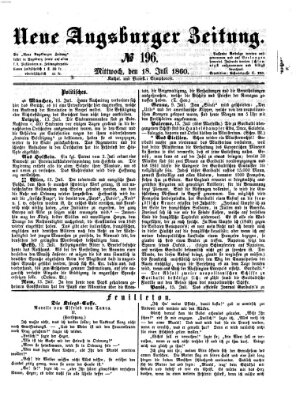 Neue Augsburger Zeitung Mittwoch 18. Juli 1860