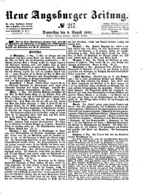 Neue Augsburger Zeitung Donnerstag 9. August 1860