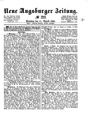 Neue Augsburger Zeitung Samstag 11. August 1860