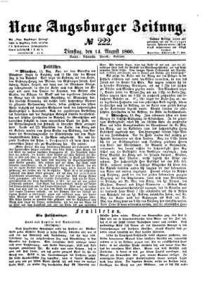 Neue Augsburger Zeitung Dienstag 14. August 1860