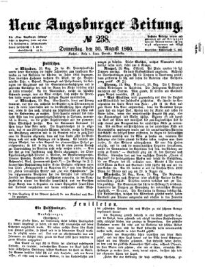 Neue Augsburger Zeitung Donnerstag 30. August 1860