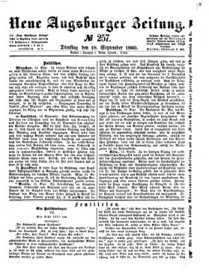 Neue Augsburger Zeitung Dienstag 18. September 1860