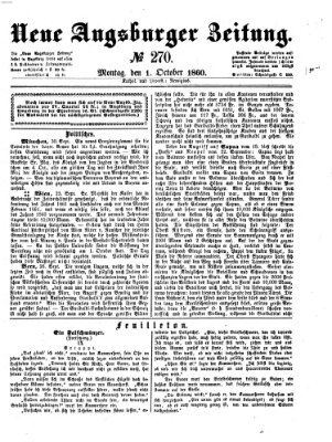 Neue Augsburger Zeitung Montag 1. Oktober 1860