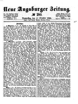 Neue Augsburger Zeitung Donnerstag 11. Oktober 1860