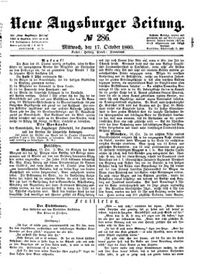 Neue Augsburger Zeitung Mittwoch 17. Oktober 1860