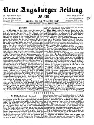 Neue Augsburger Zeitung Freitag 16. November 1860