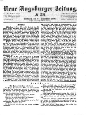 Neue Augsburger Zeitung Mittwoch 21. November 1860