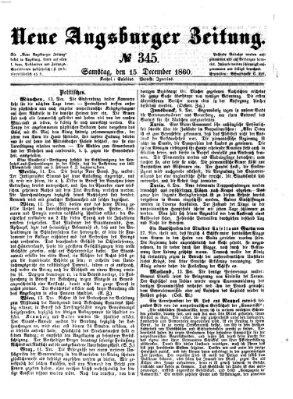 Neue Augsburger Zeitung Samstag 15. Dezember 1860